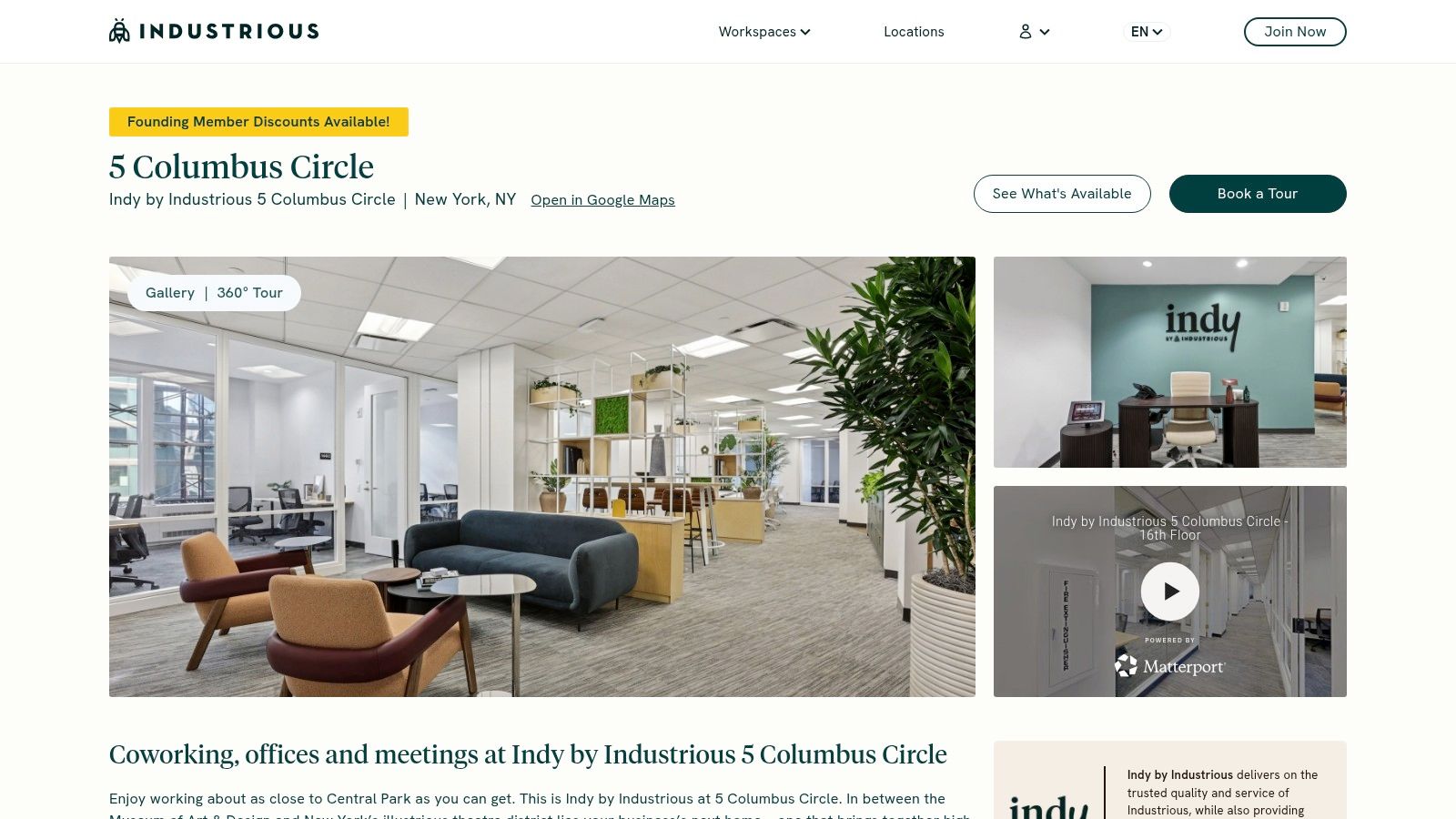 Indy by Industrious, 5 Columbus Circle