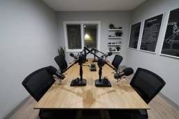 a podcast booth